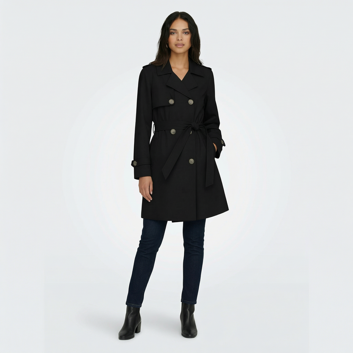 Gabardina Mujer Doble Botonadura Midi Entretiempo