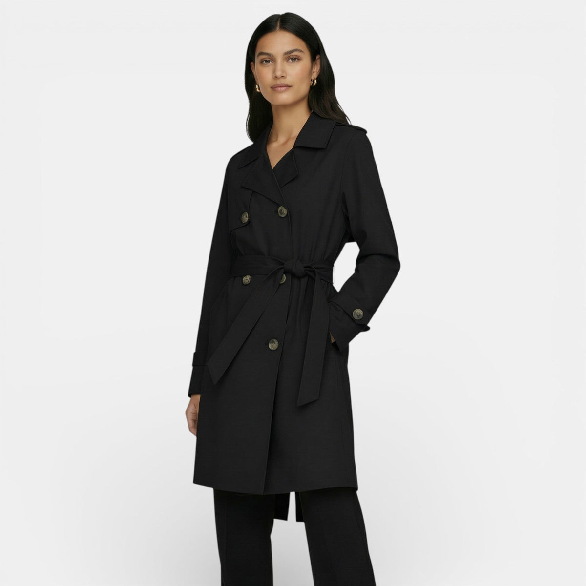 Gabardina Mujer Doble Botonadura Midi Entretiempo