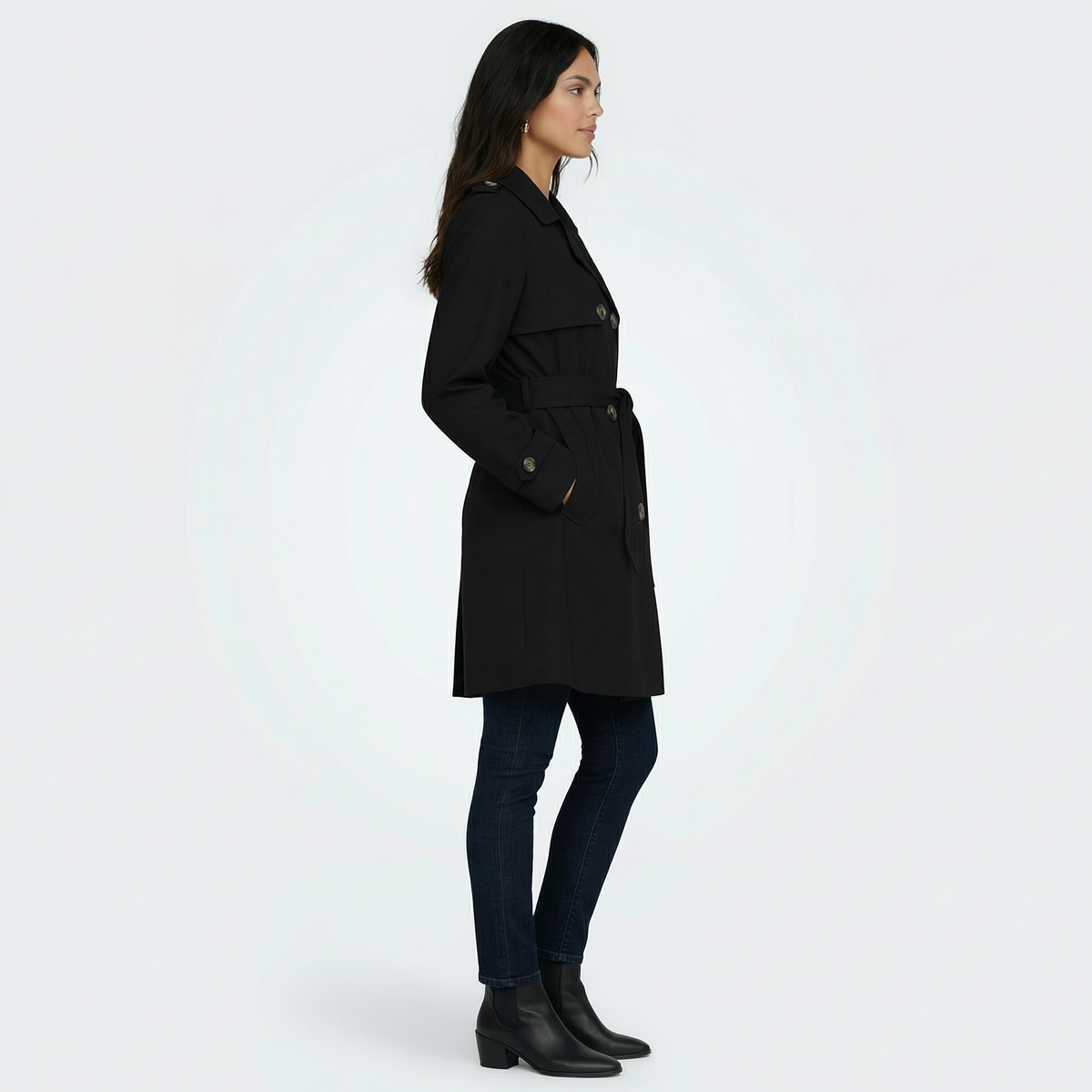 Gabardina Mujer Doble Botonadura Midi Entretiempo