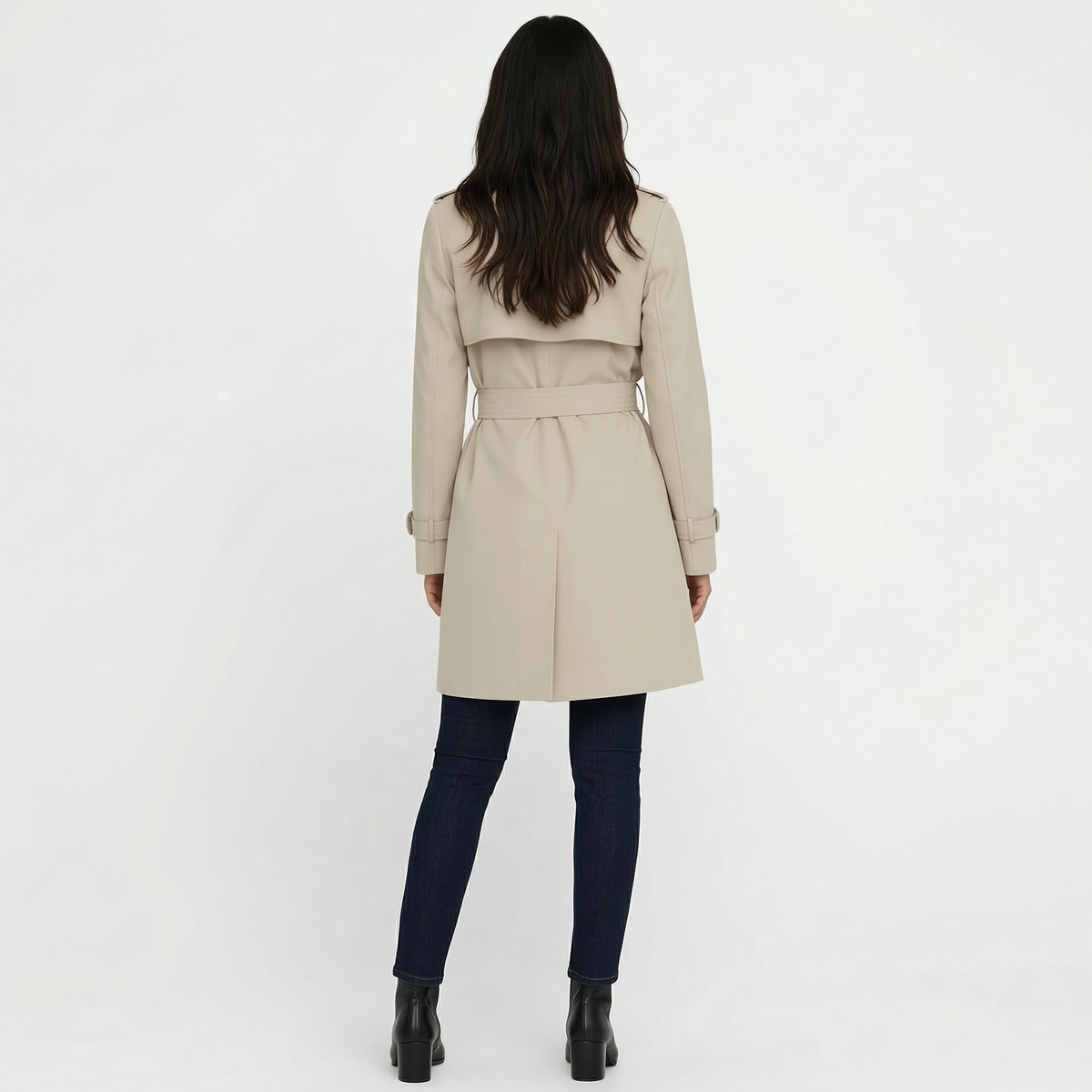 Gabardina Mujer Doble Botonadura Midi Entretiempo