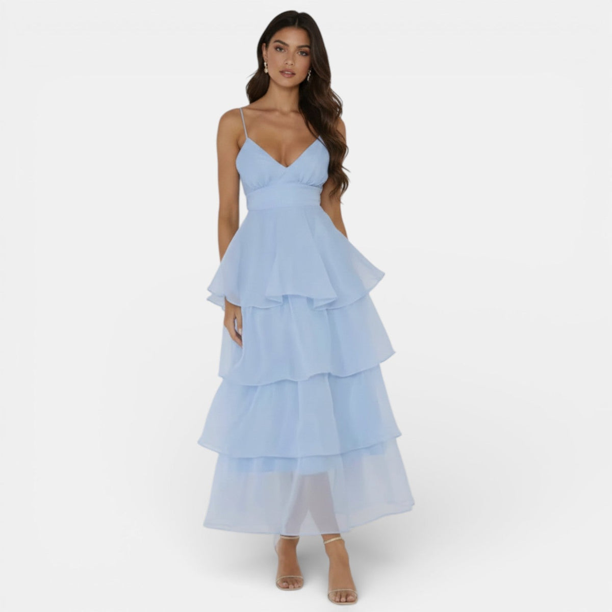 Vestido Organza Escote V Mujer