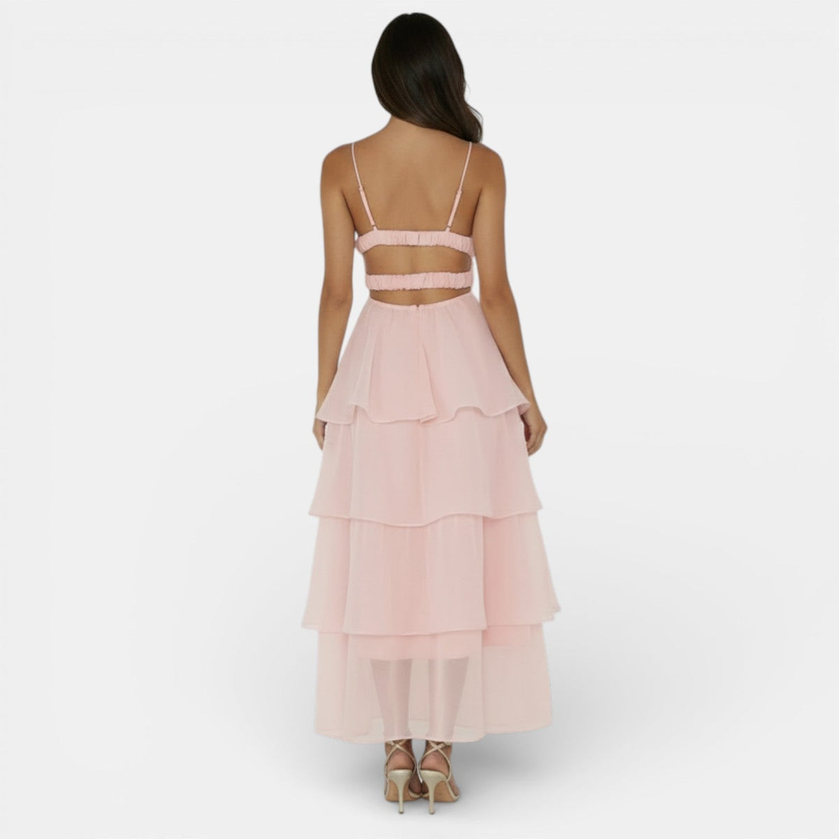 Vestido Organza Escote V Mujer