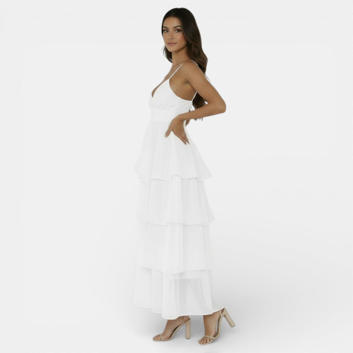 Vestido Organza Escote V Mujer