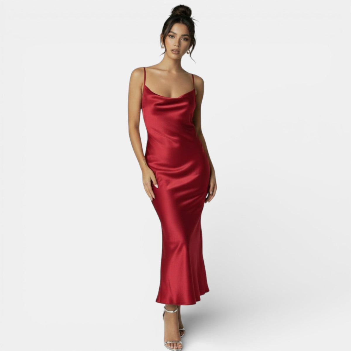 Vestido Satín Elegante Mujer