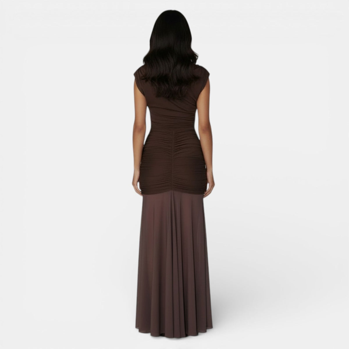 Vestido Largo Irregular con Malla