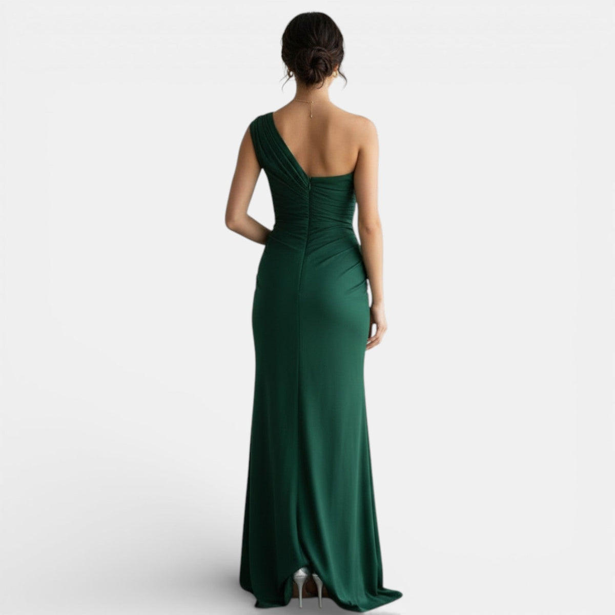 Vestido de Noche Plisado de Un Hombro