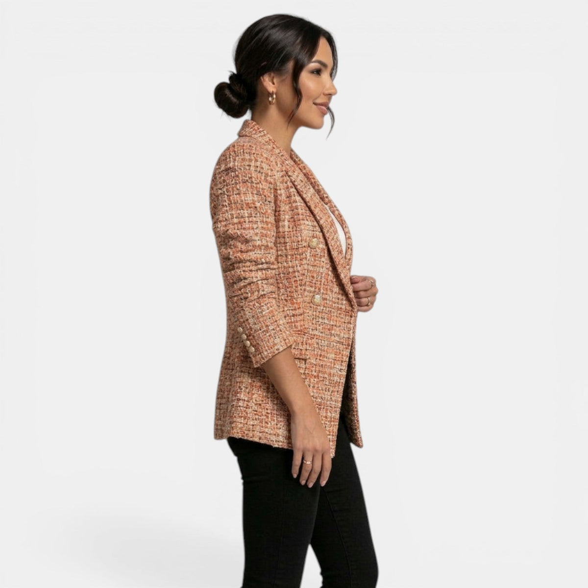 Abrigo Blazer Mujer Doble Botonadura Estampado