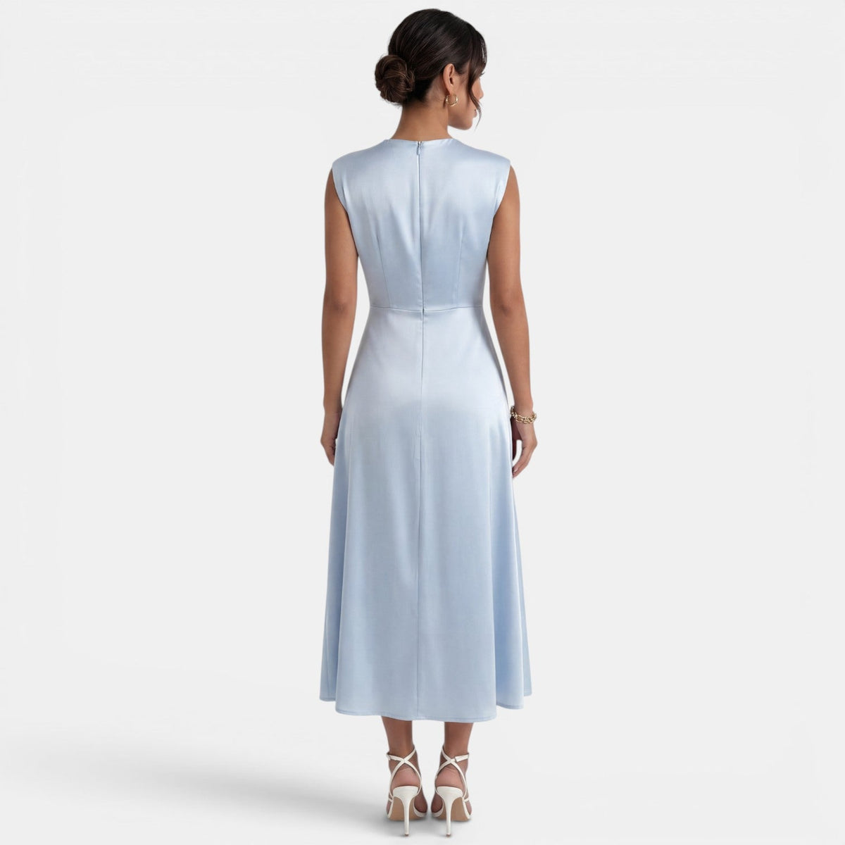 Vestido Midi Elegante Cuello Alto Mujer
