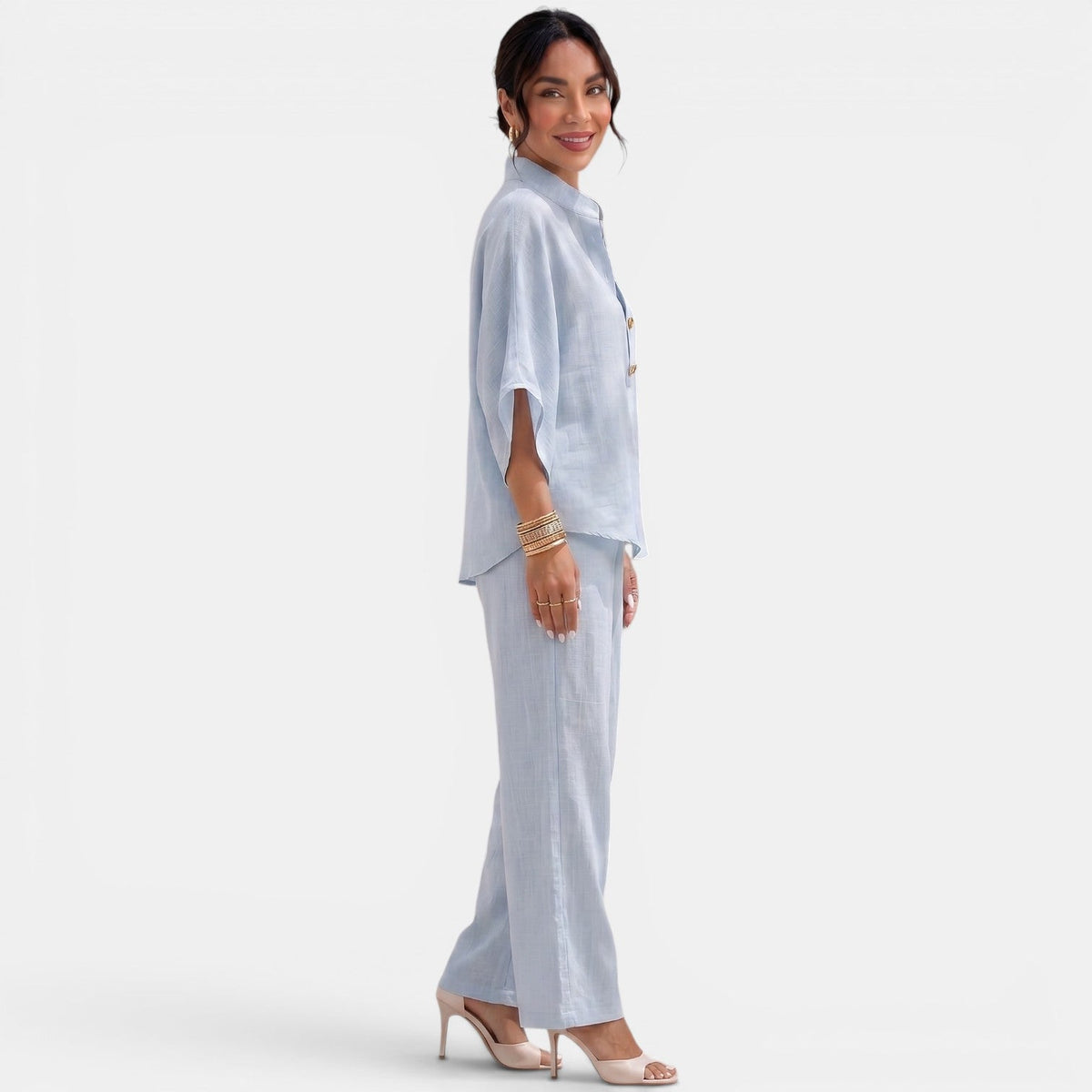 Conjunto Lino Mujer Verano Manga Corta