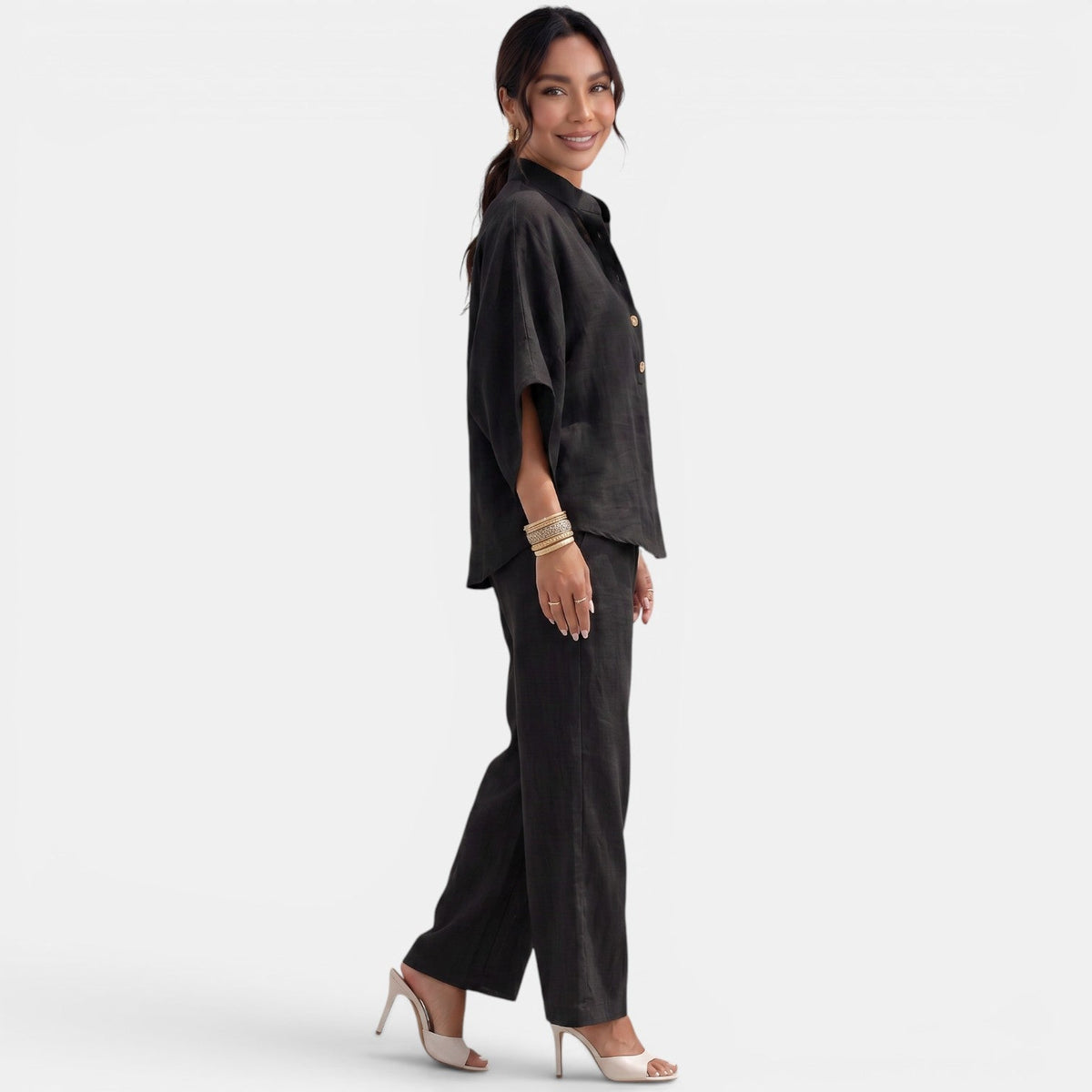 Conjunto Lino Mujer Verano Manga Corta