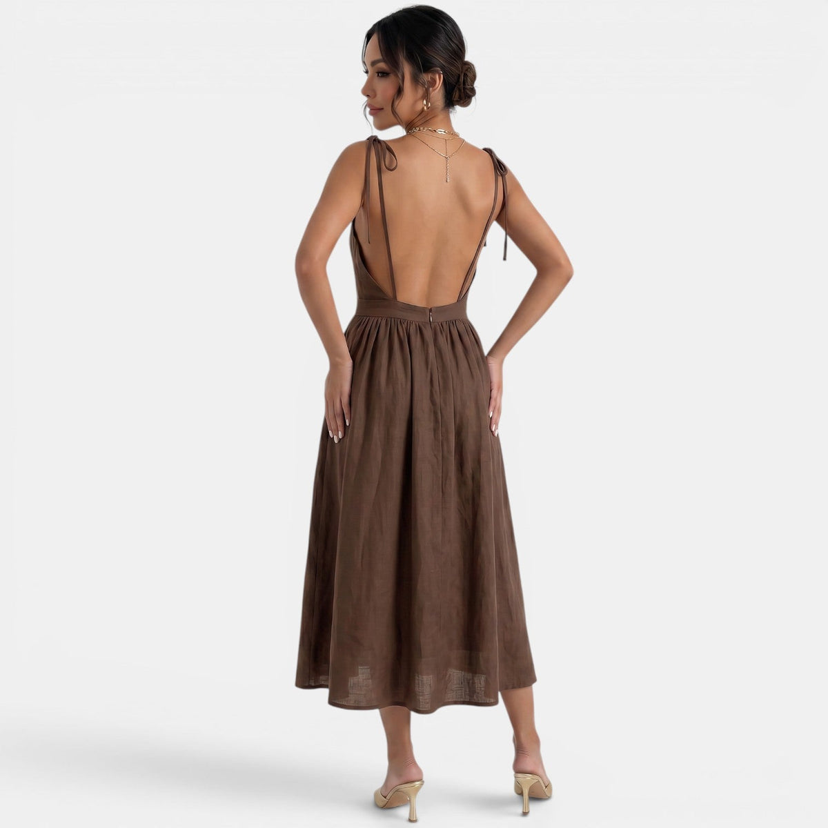 Vestido Midi Lino A-Line Verano
