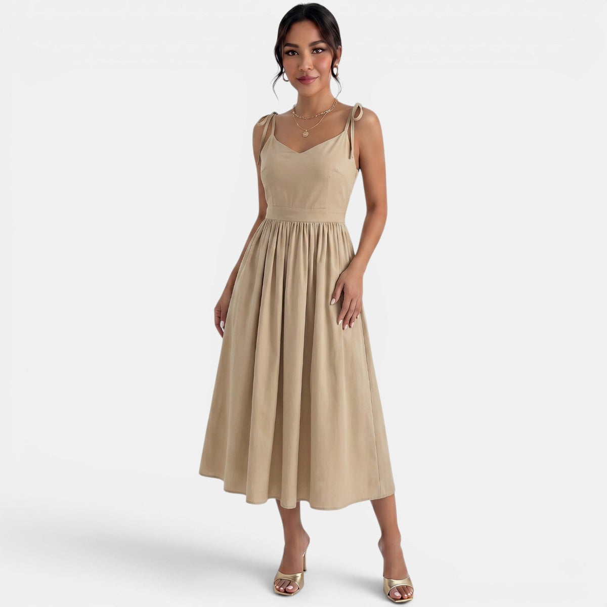 Vestido Midi Lino A-Line Verano