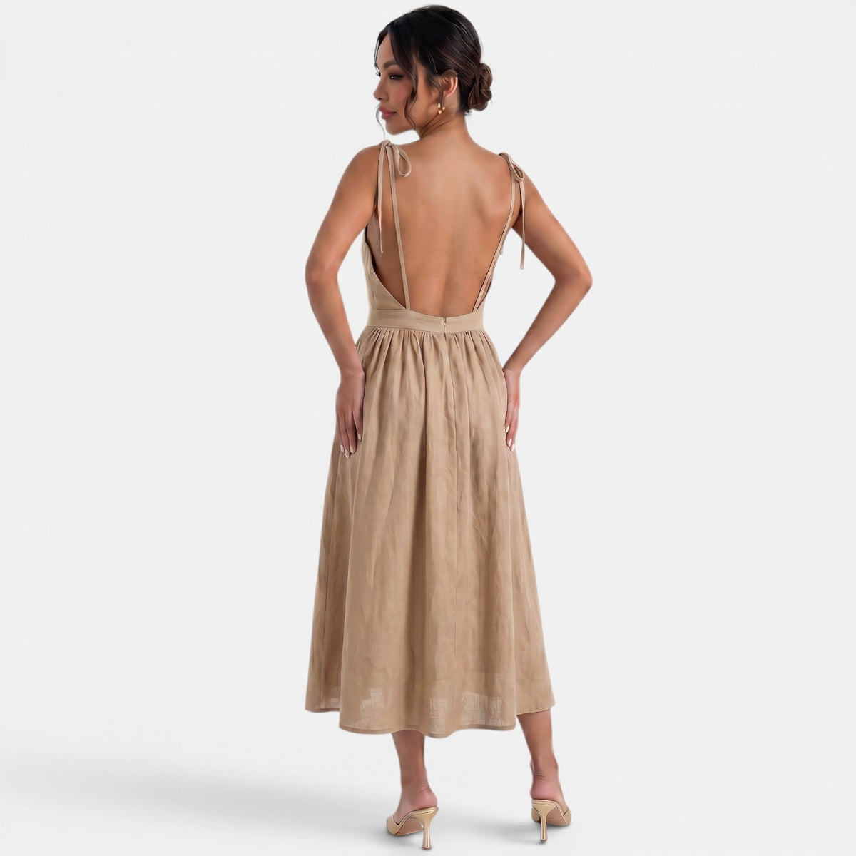 Vestido Midi Lino A-Line Verano