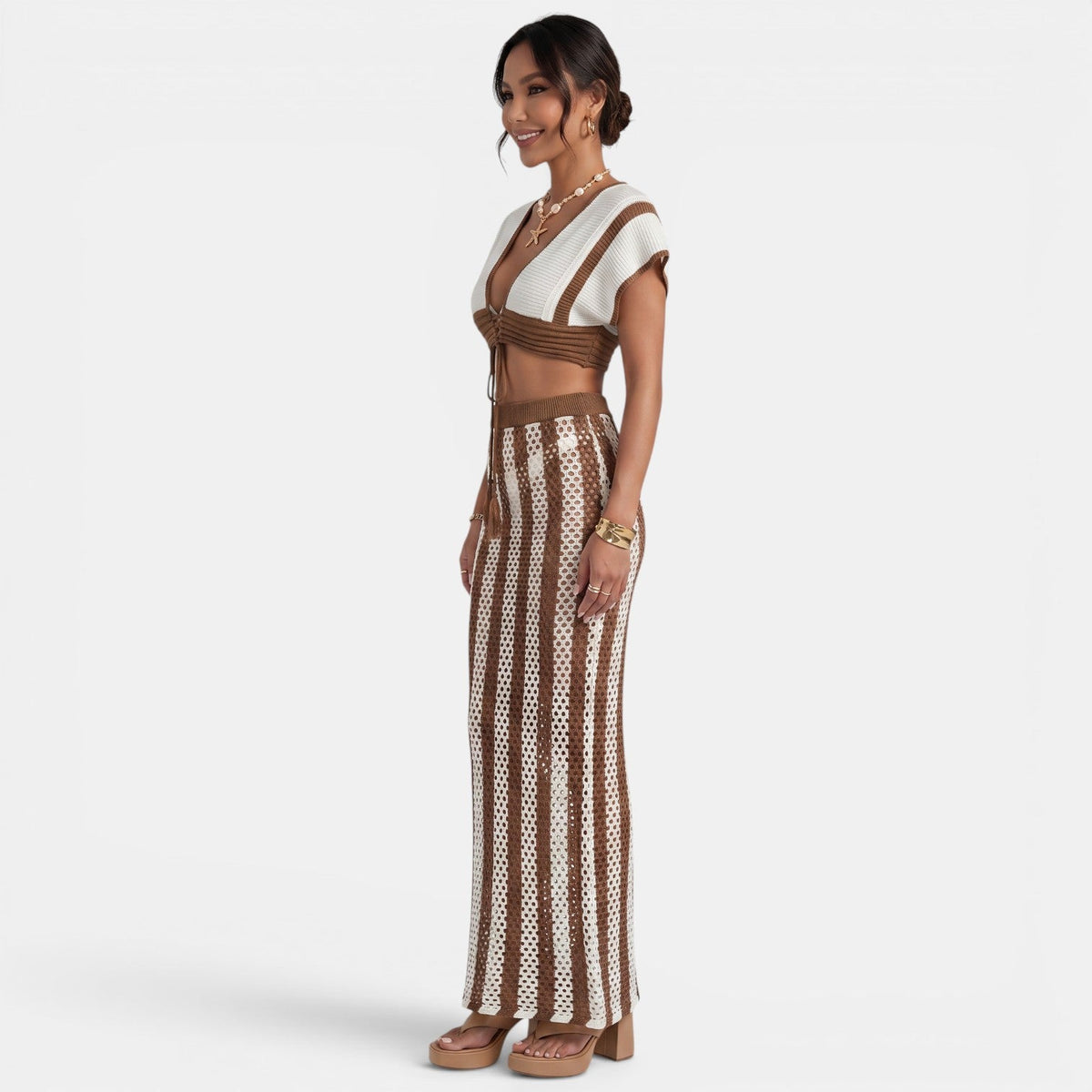 Conjunto Crochet Playa Marrón Mujer