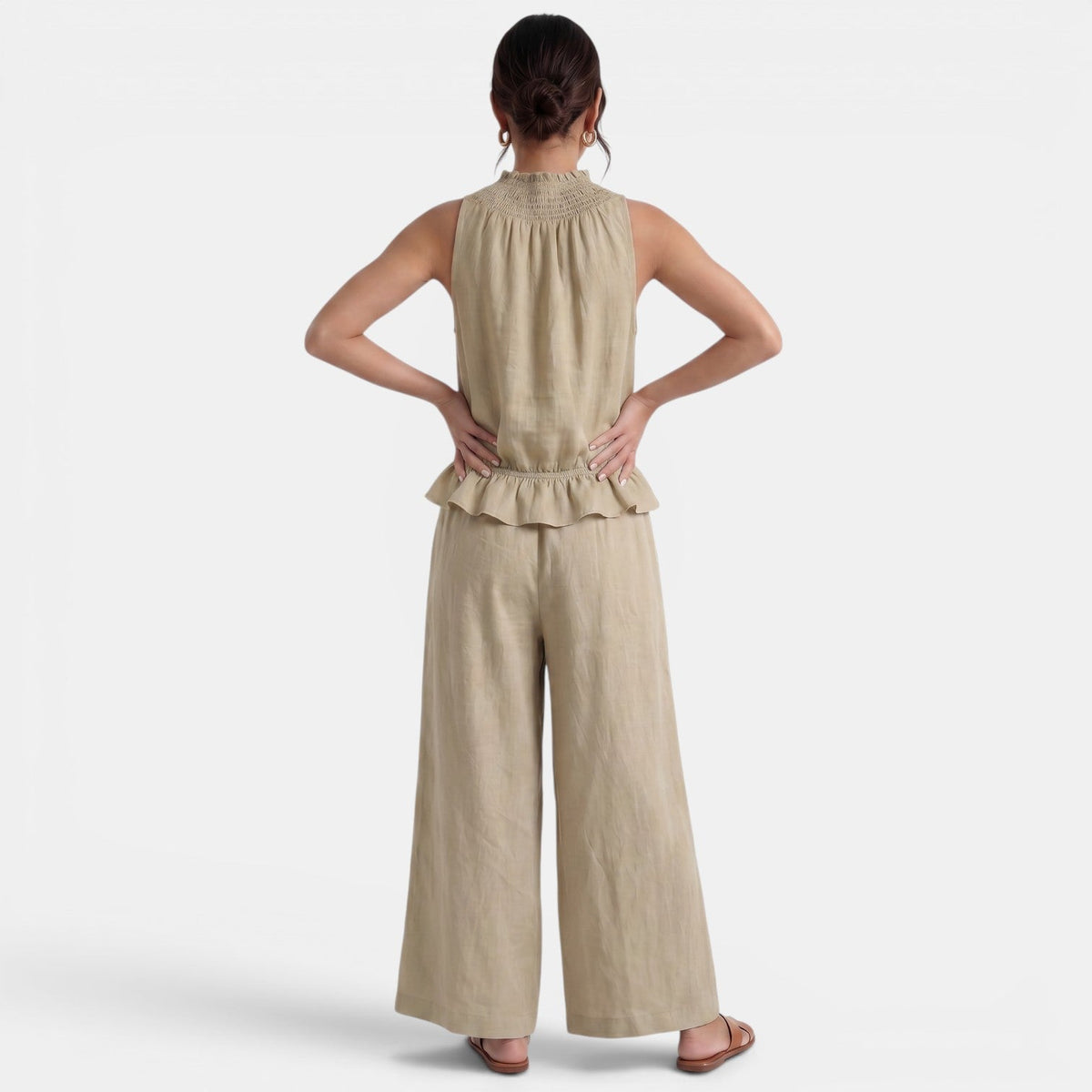 Conjunto Lino Mujer Verano Sin Mangas