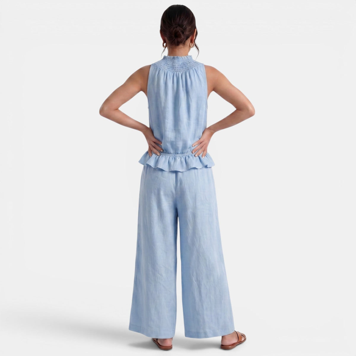 Conjunto Lino Mujer Verano Sin Mangas