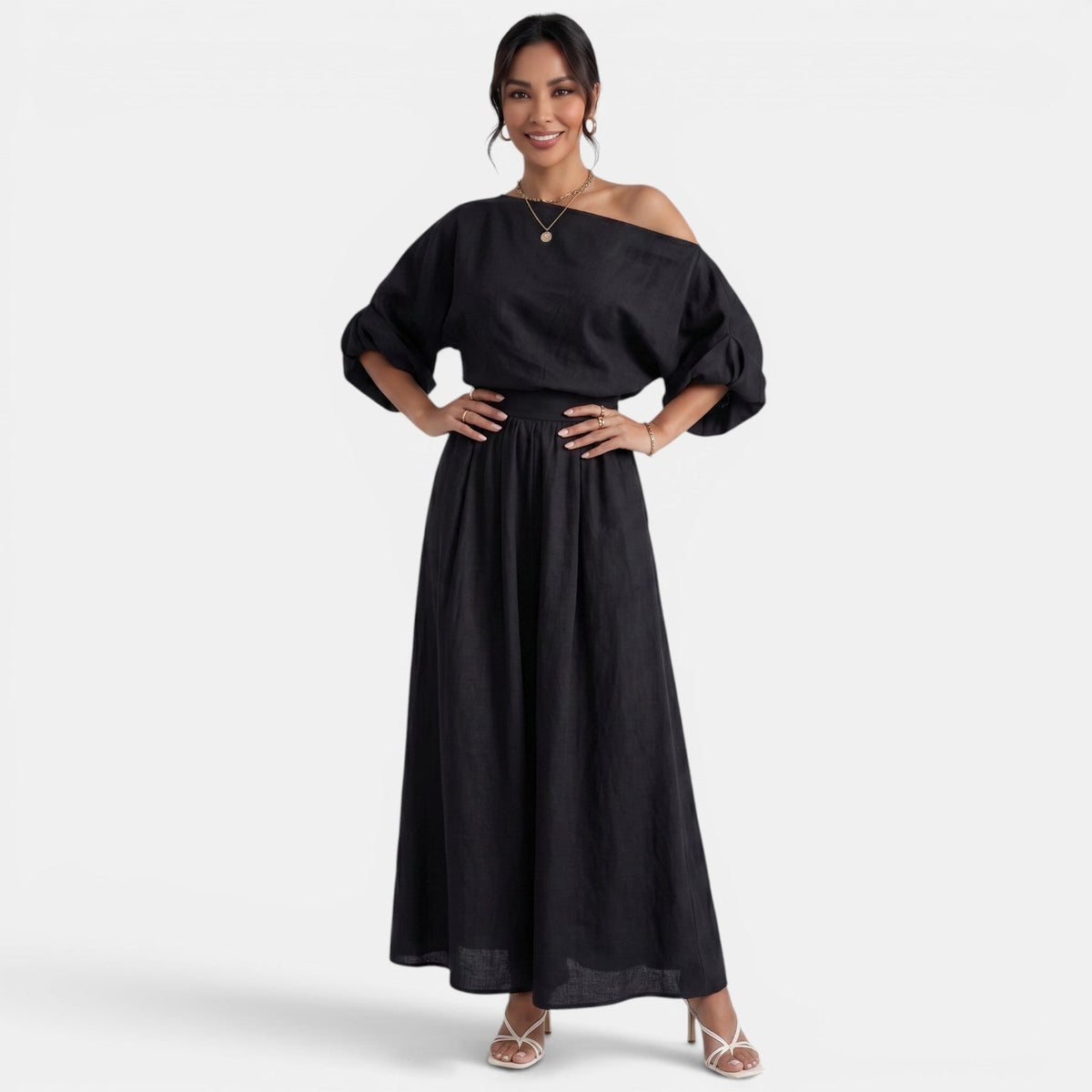 Conjunto Mujer Top Bardot y Pantalón