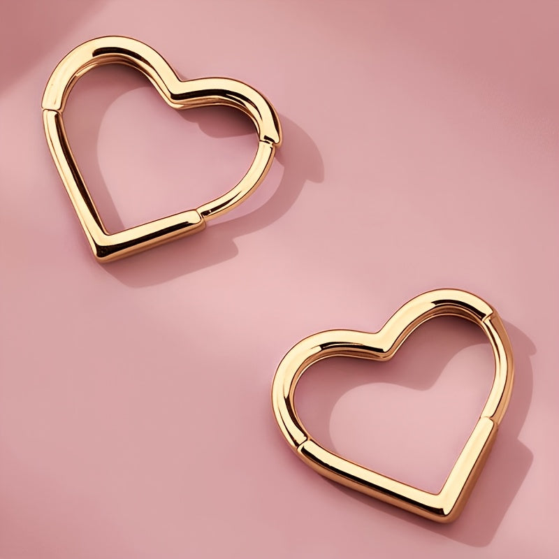 Pendientes Corazón Dorado Acero Inoxidable
