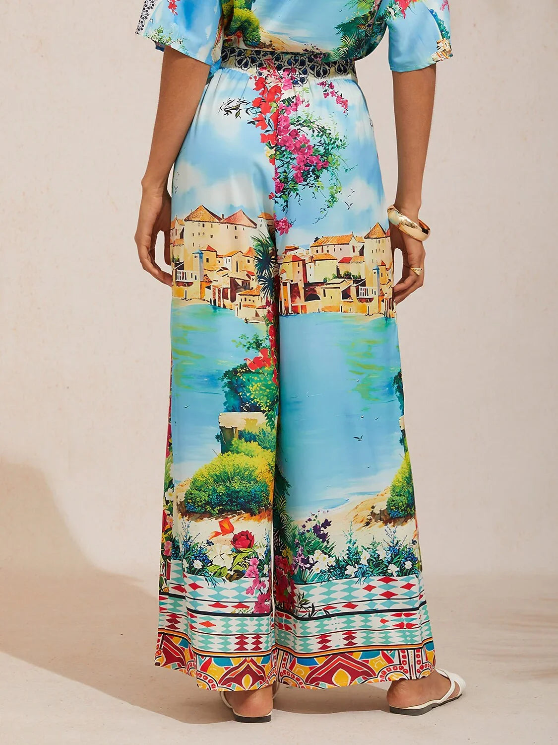 Malva | Pantalón Palazzo de Satén