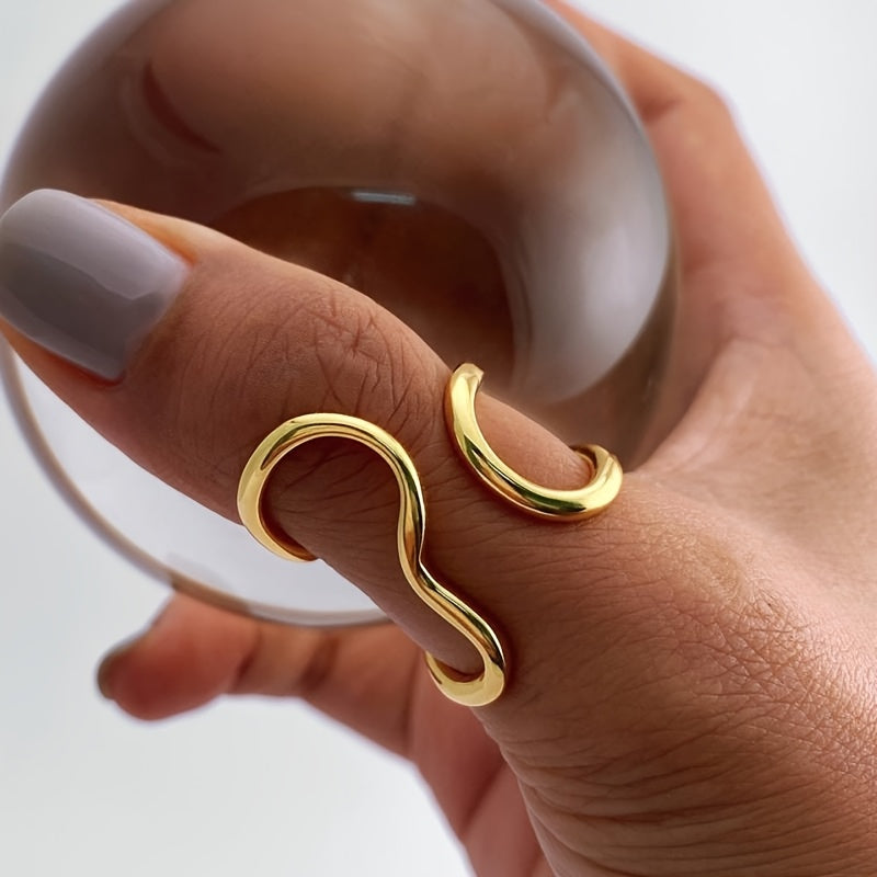 Anillo Chic Onda Asimétrica