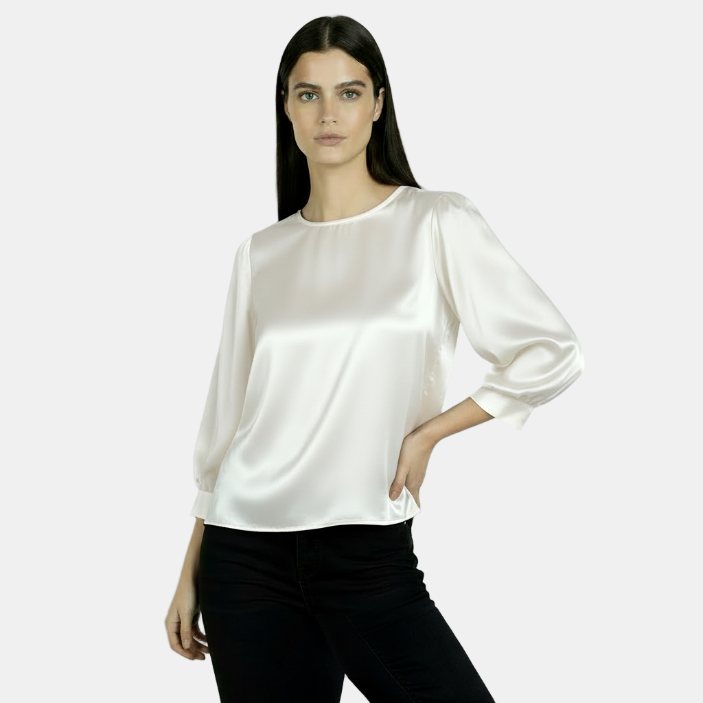 Women's Satin Silk Blouse, Short Sleeve - Basic T-Shirt