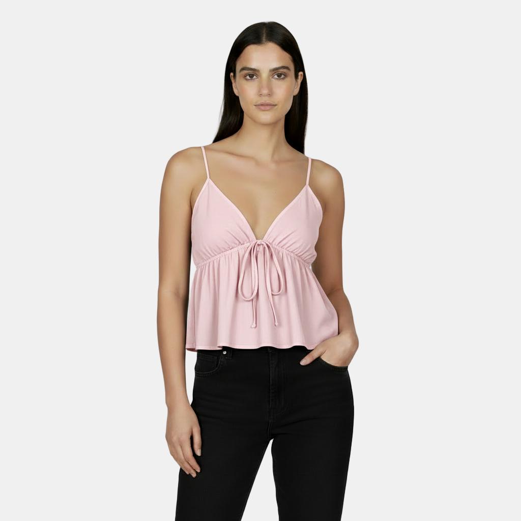 Women's Sleeveless Crop Top with Deep V-Neck