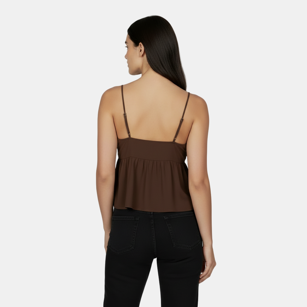 Women's Sleeveless Crop Top with Deep V-Neck