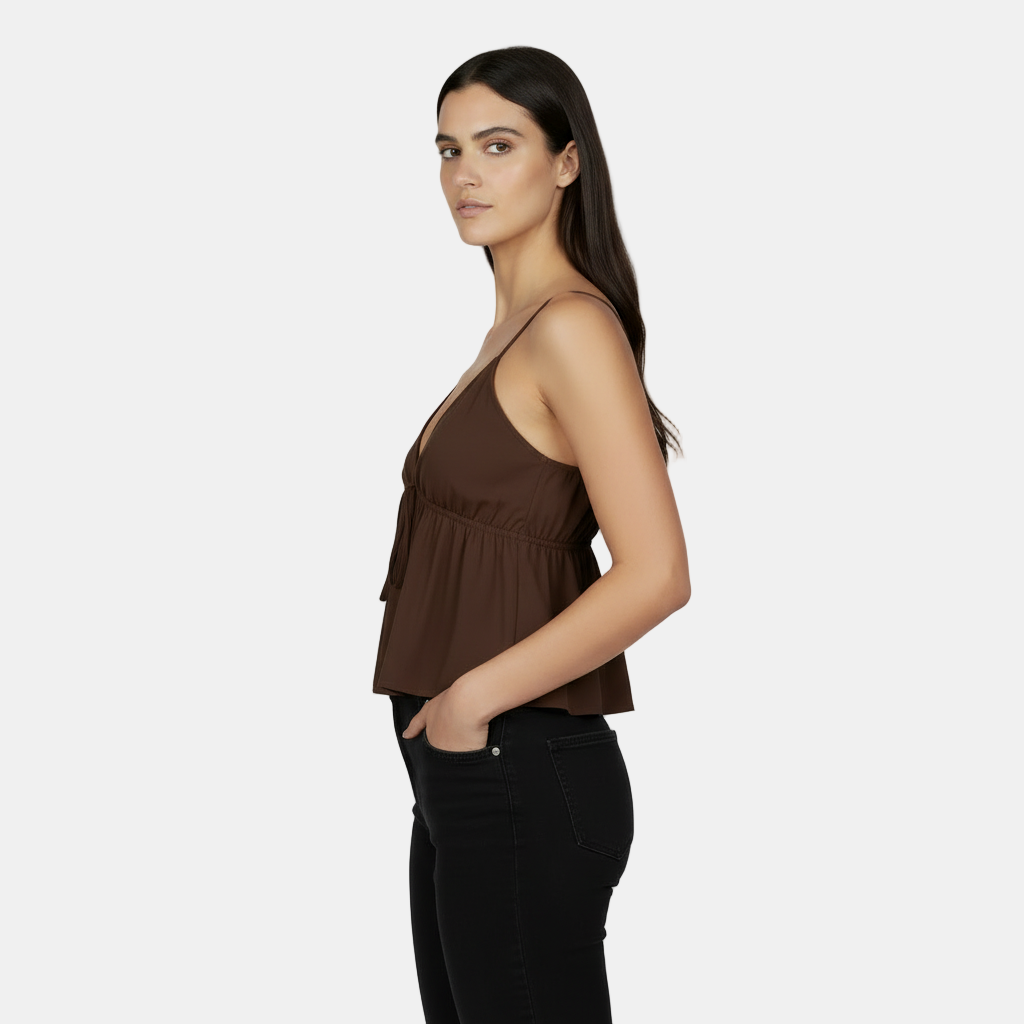 Women's Sleeveless Crop Top with Deep V-Neck