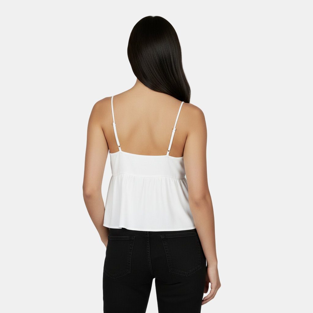 Women's Sleeveless Crop Top with Deep V-Neck