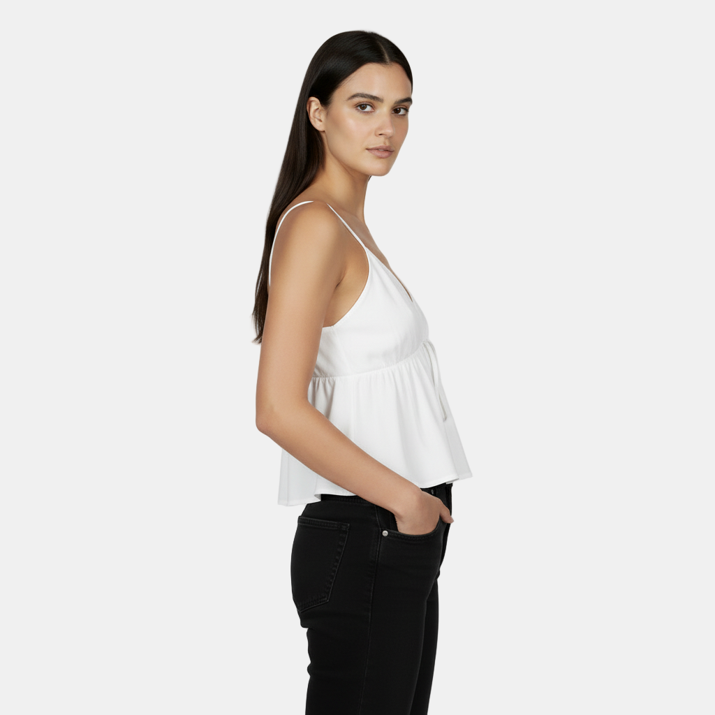 Women's Sleeveless Crop Top with Deep V-Neck