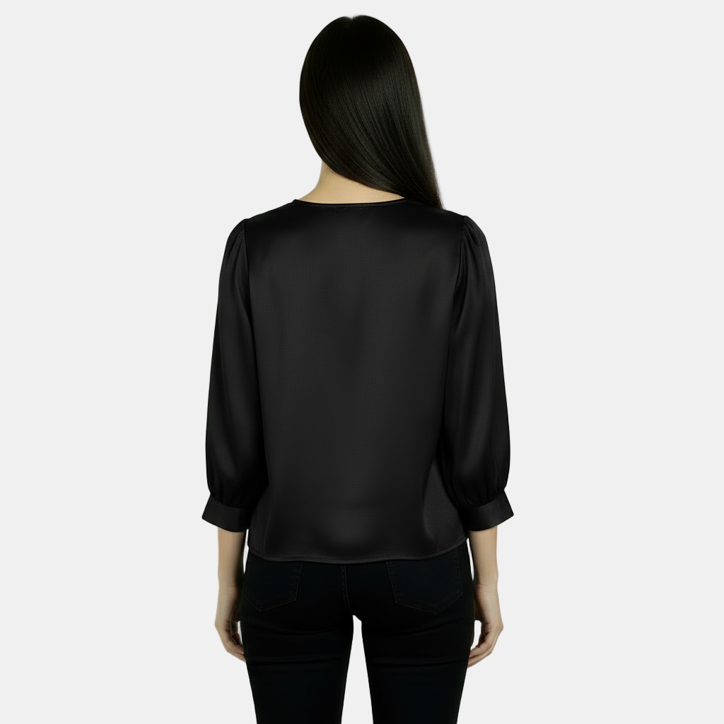 Women's Satin Silk Blouse, Short Sleeve - Basic T-Shirt