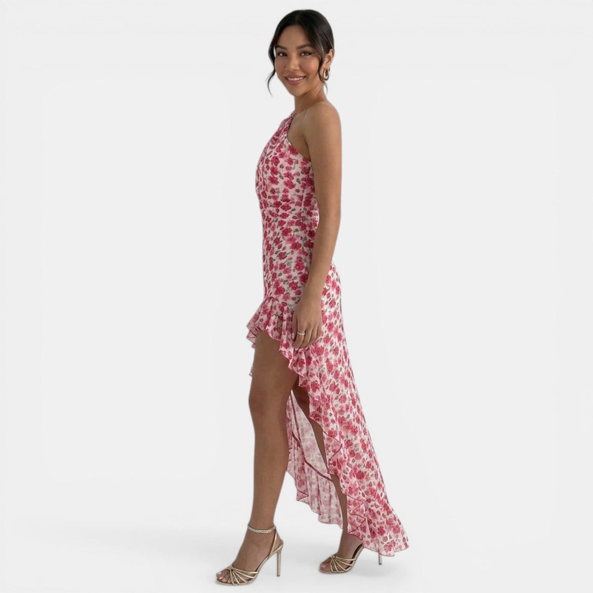Vestido Midi Floral Rosa