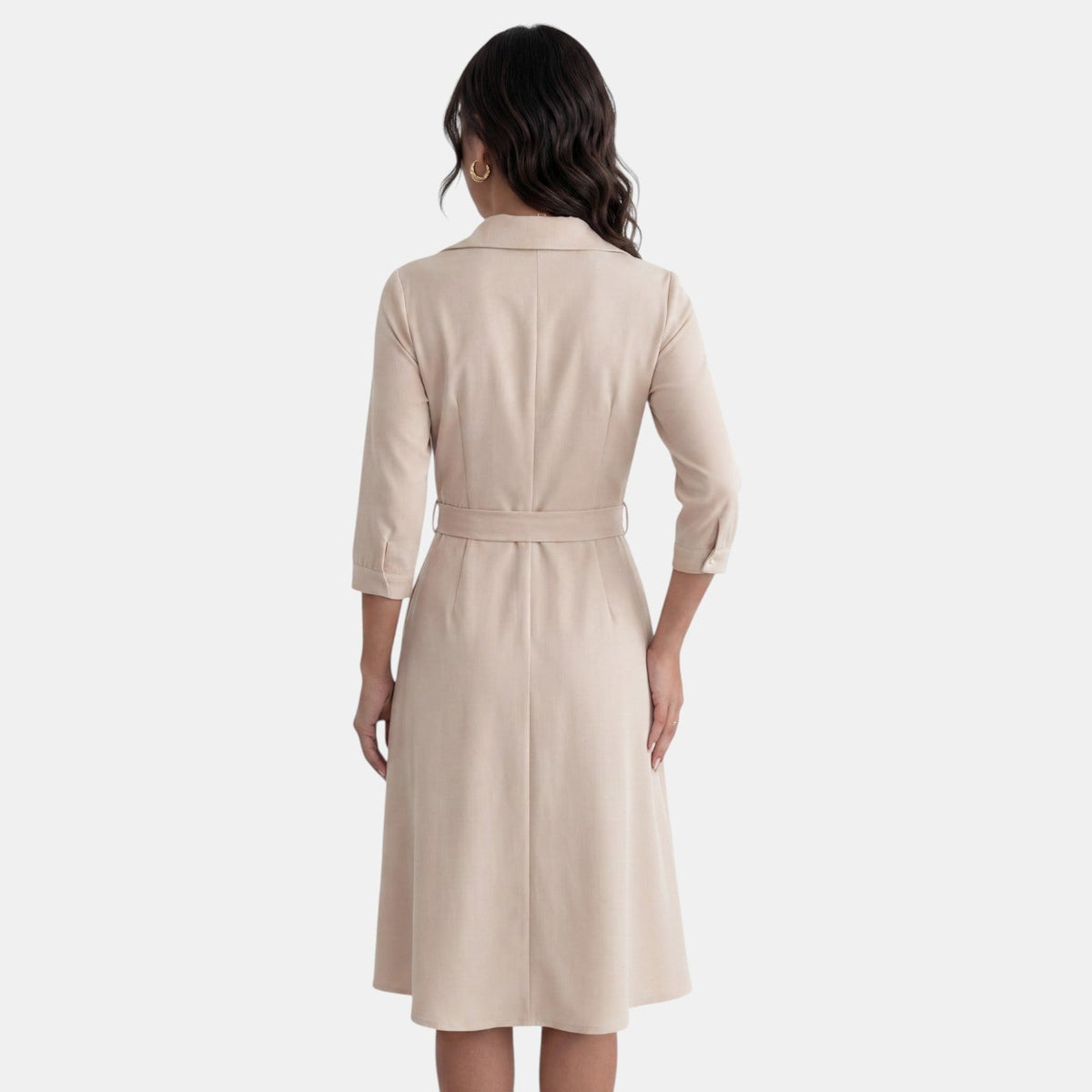 Vestido Midi Mujer Escote V Profundo