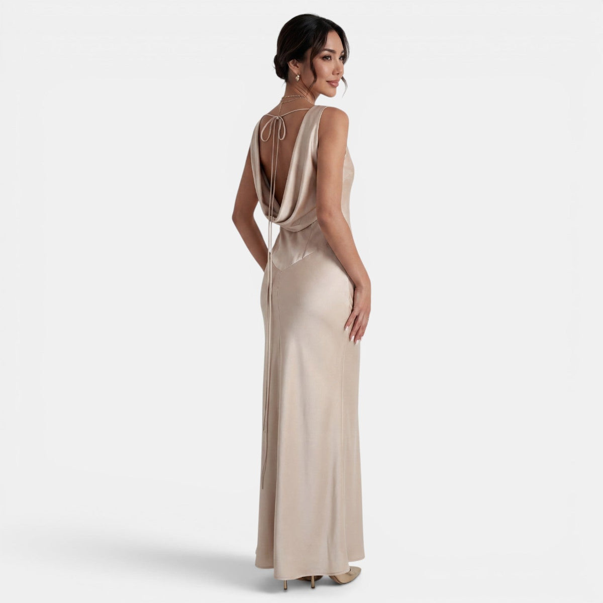 Vestido Largo Satinado Mujer Elegante