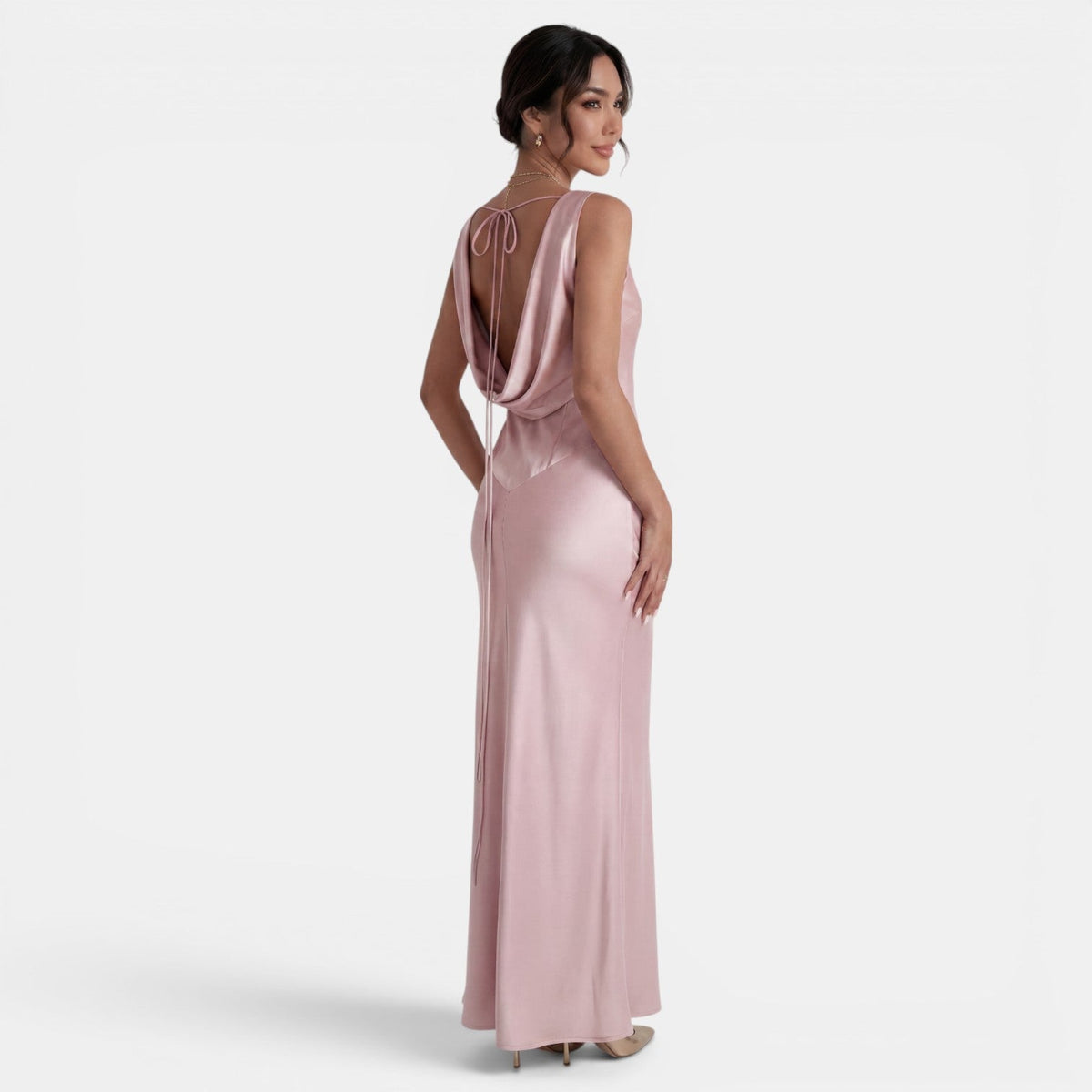 Vestido Largo Satinado Mujer Elegante