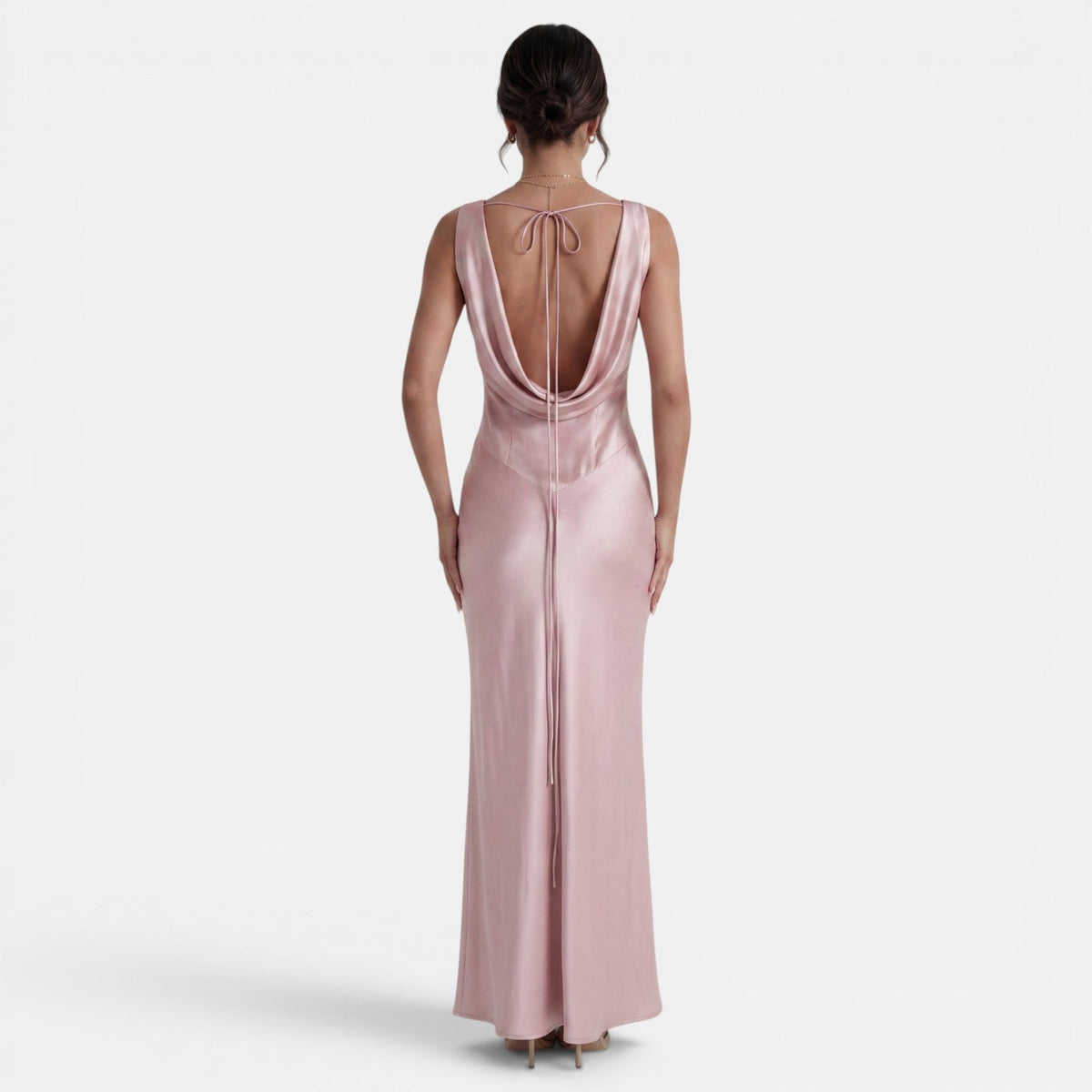 Vestido Largo Satinado Mujer Elegante