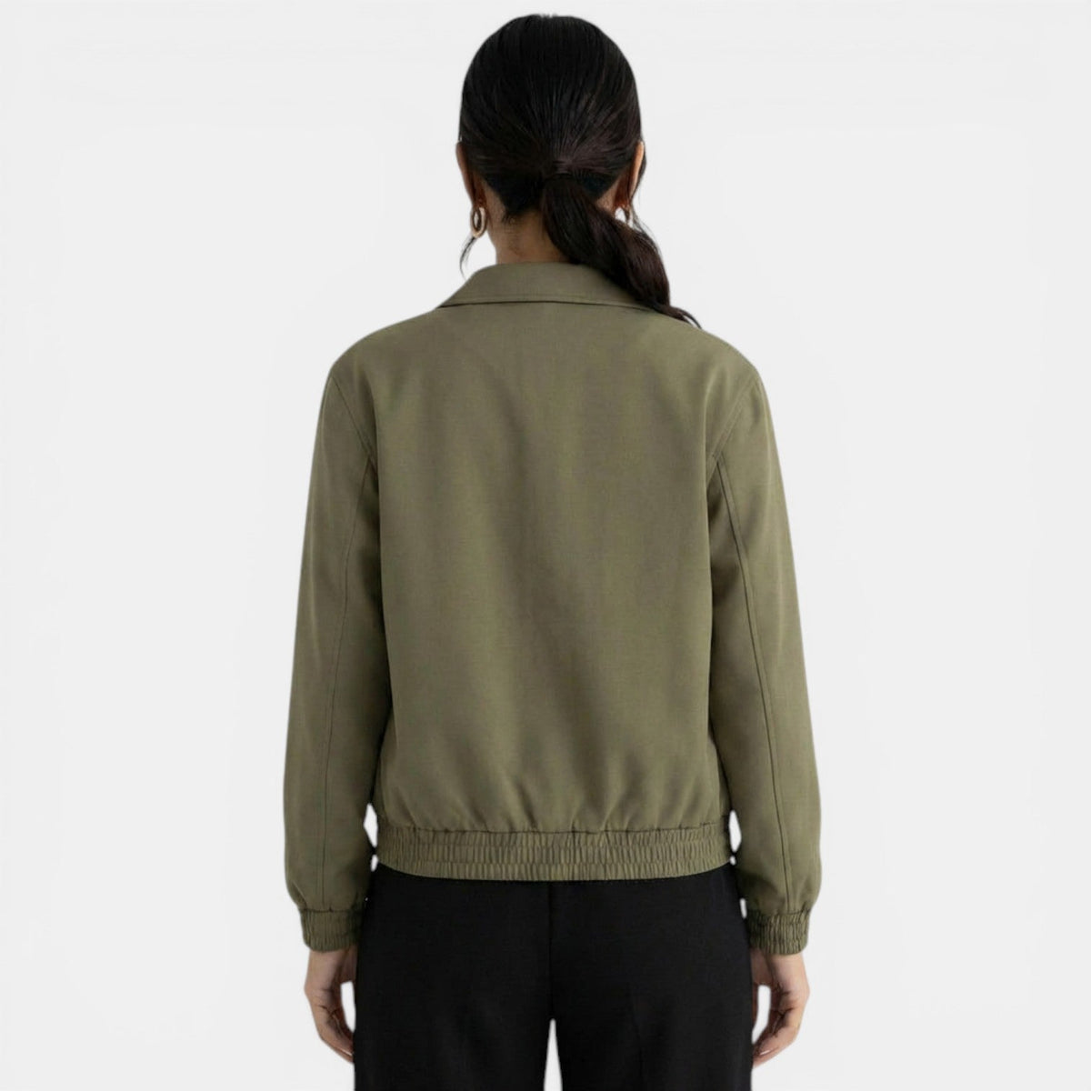 Chaqueta Verde Mujer Cremallera Elegante