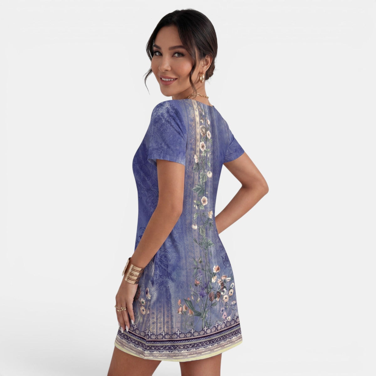 Vestido Midi Mujer Estampado Cuello V