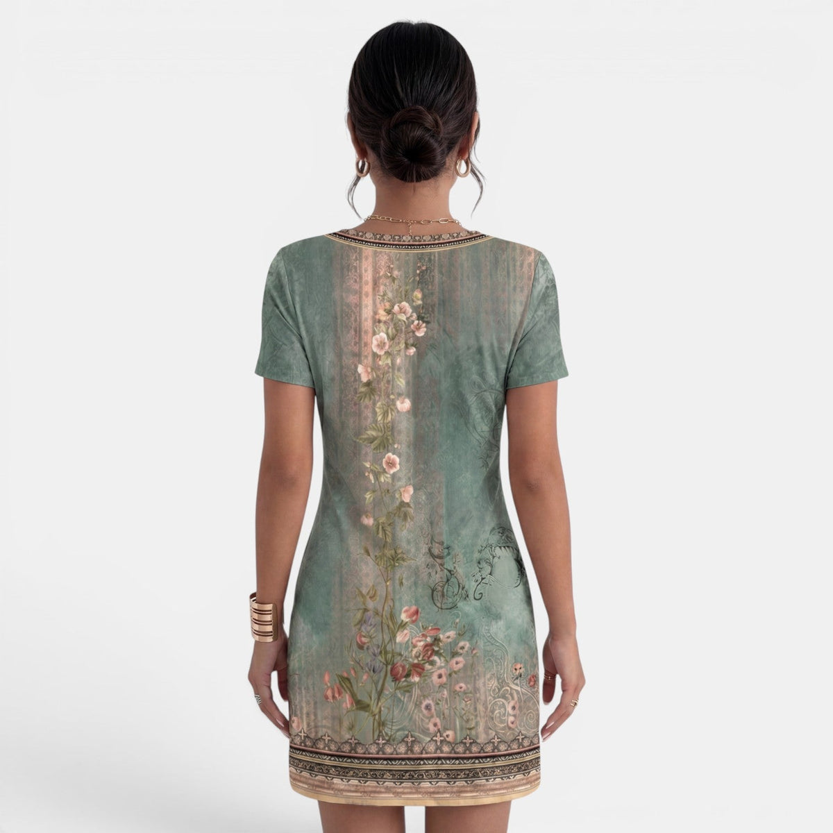 Vestido Midi Mujer Estampado Cuello V