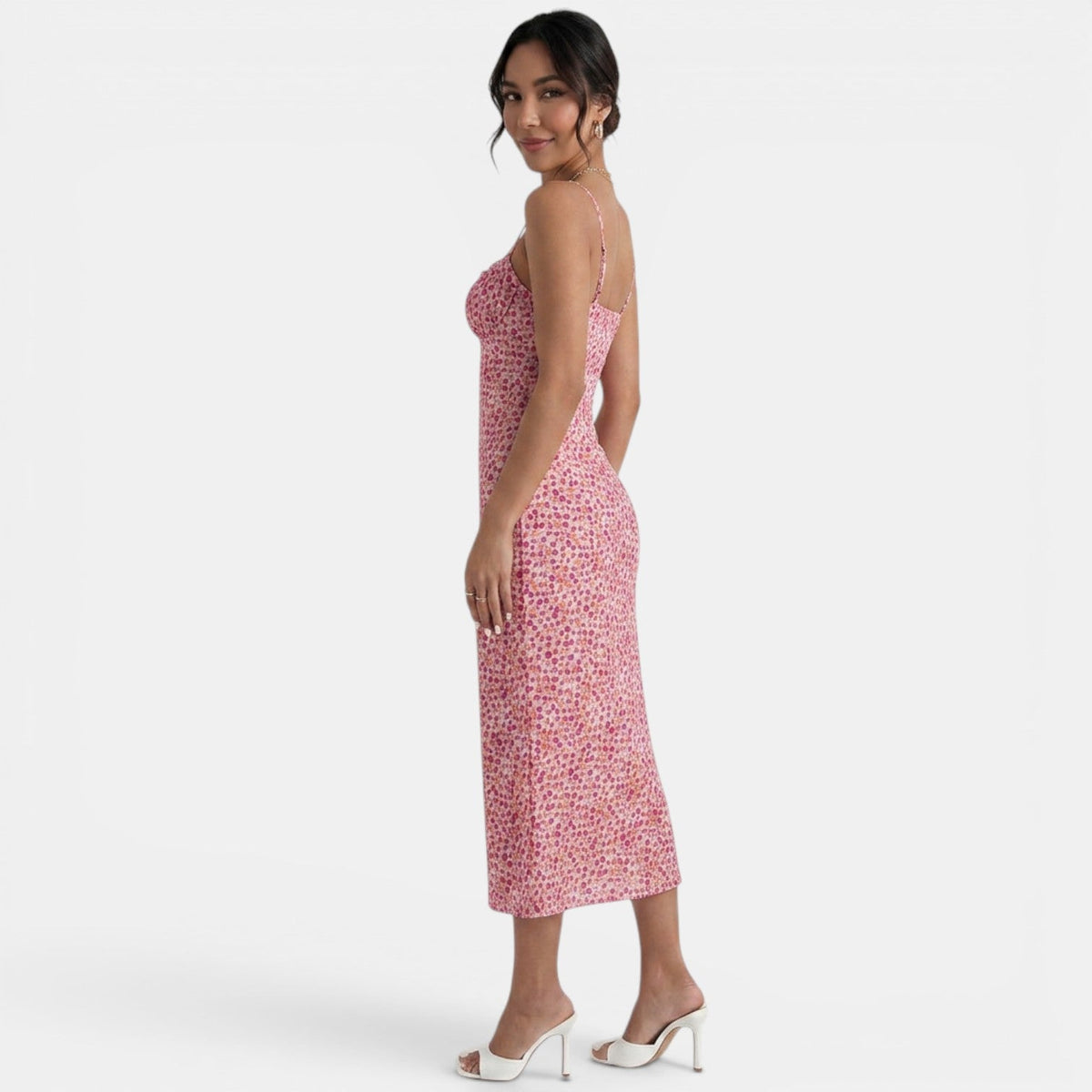 Vestido Midi Floral Rosa