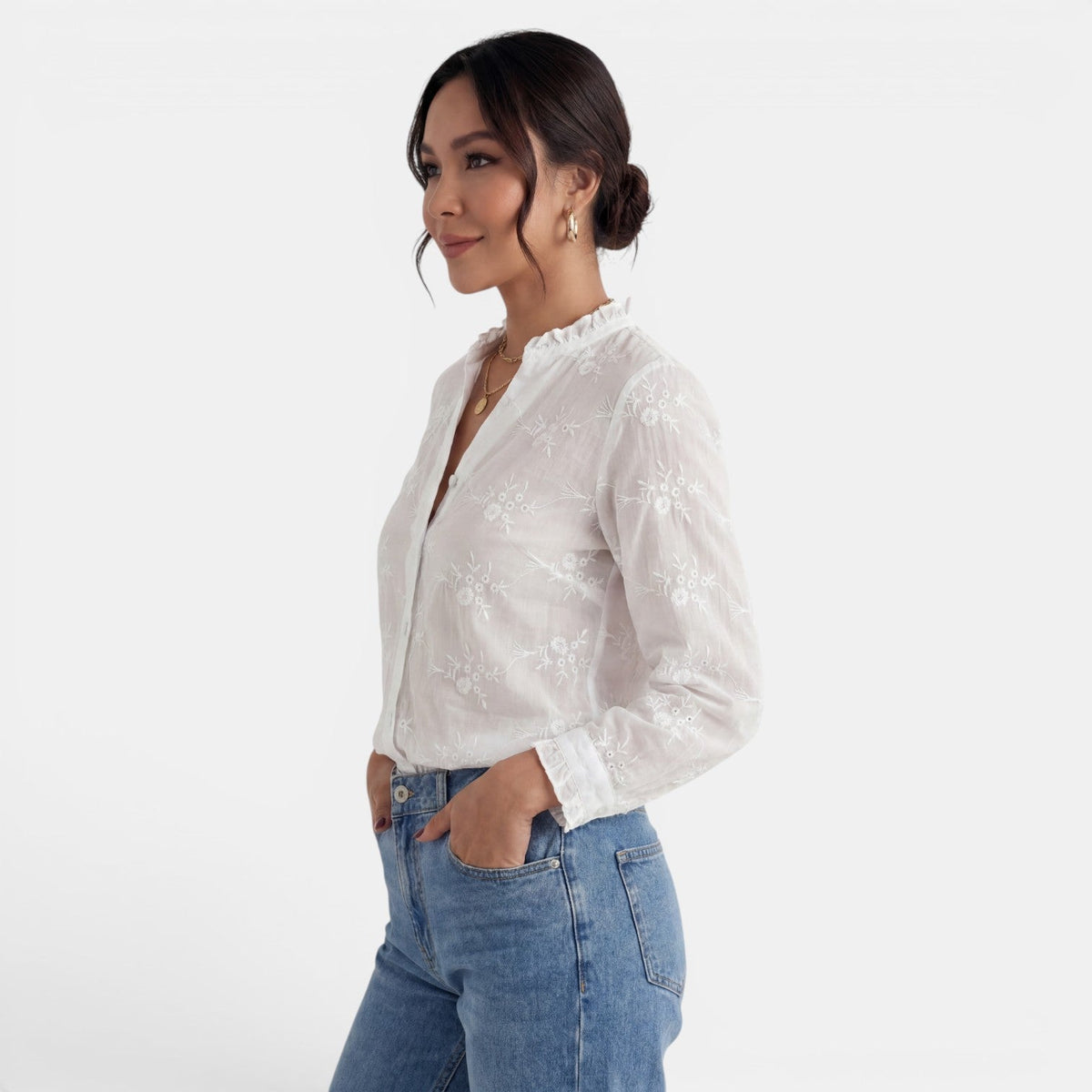 Blusa Mujer Color Sólido Elegante