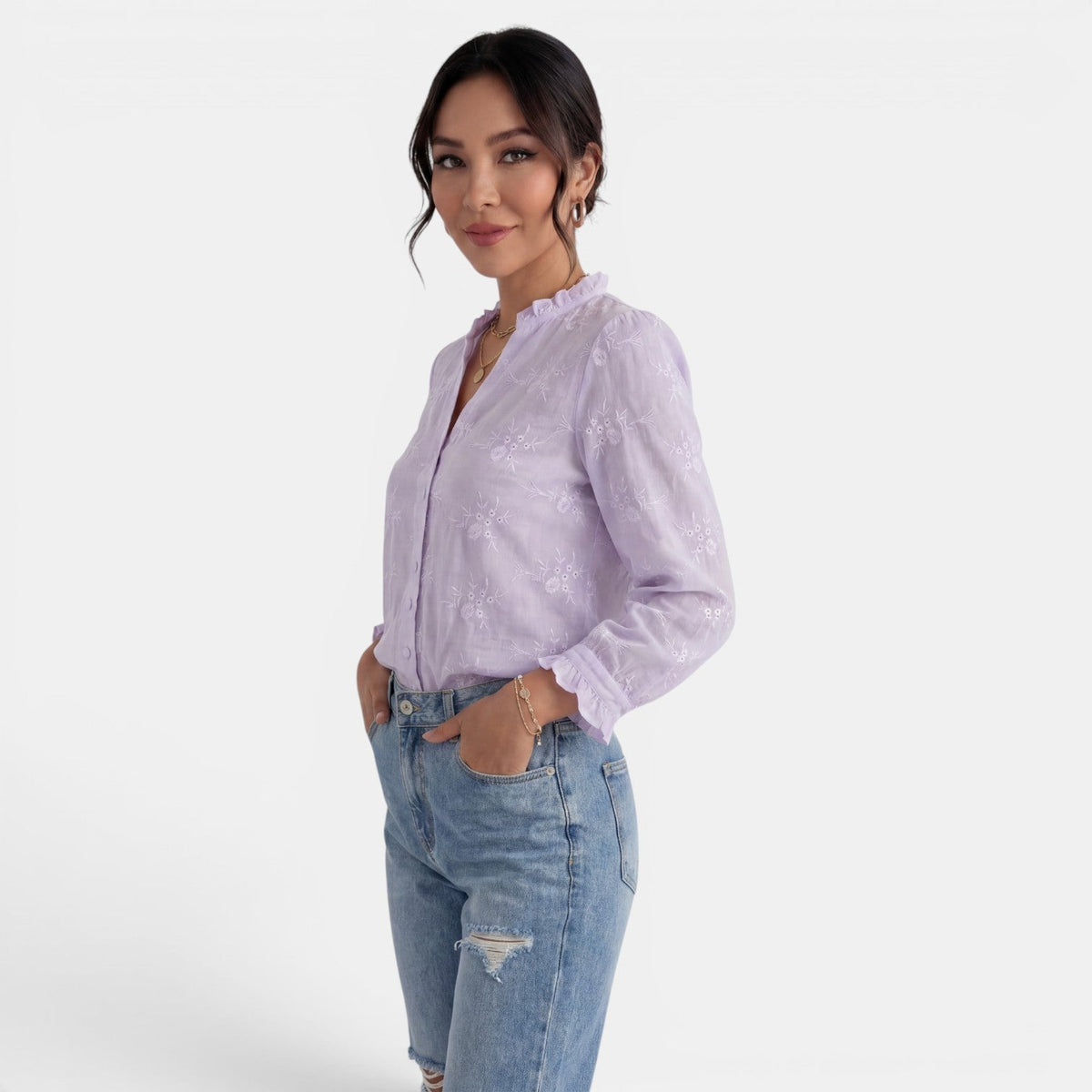 Blusa Mujer Color Sólido Elegante