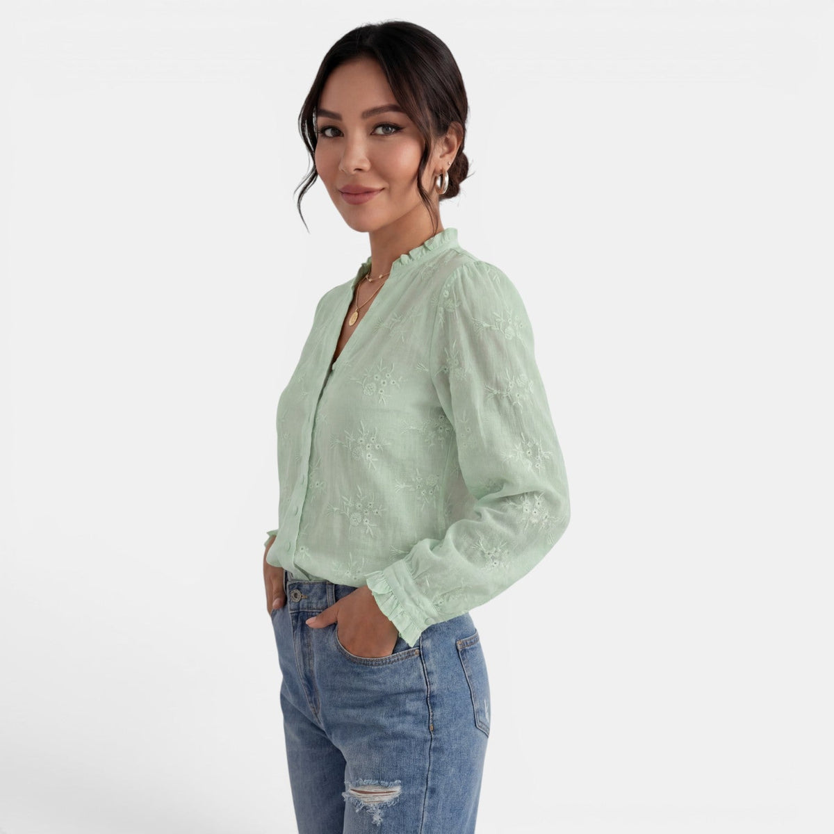 Blusa Mujer Color Sólido Elegante