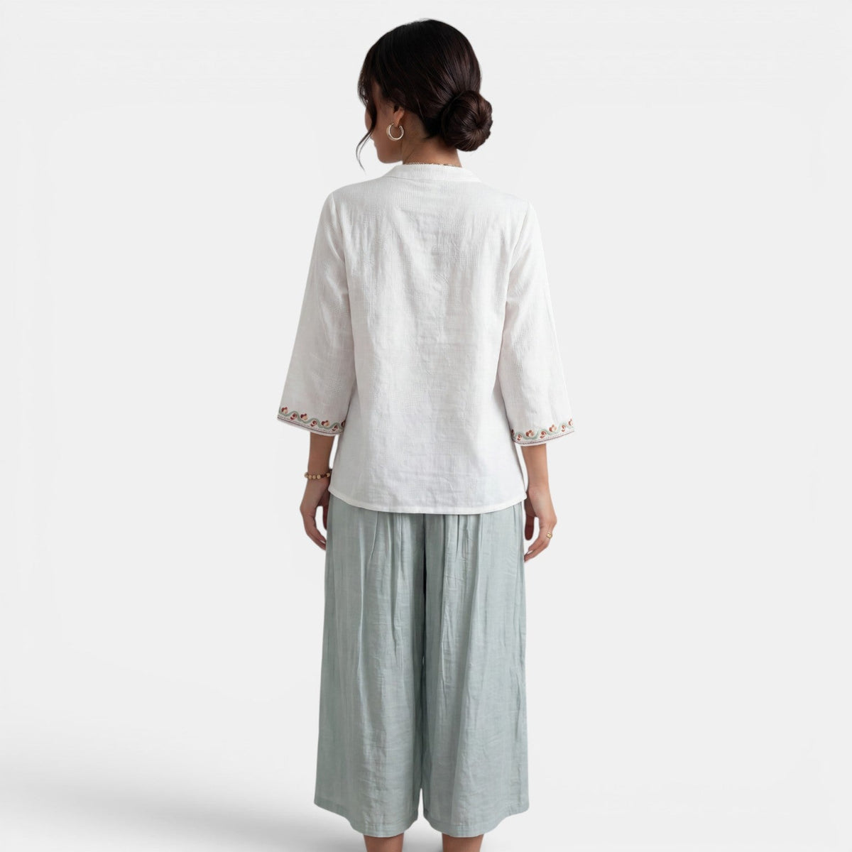 Blusa Mujer Algodón Lino Bordado