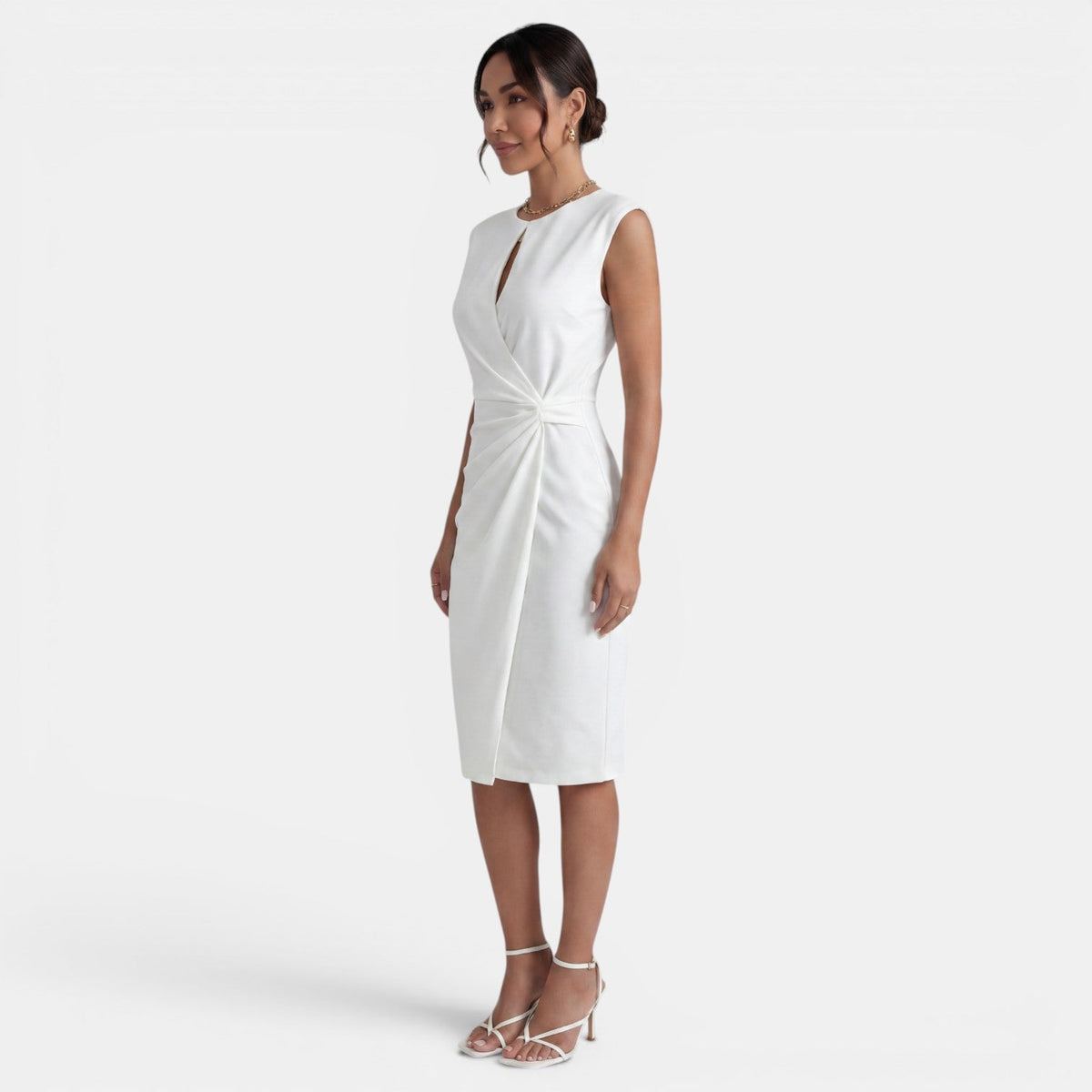 Vestido Midi Mujer Elegante Drapeado