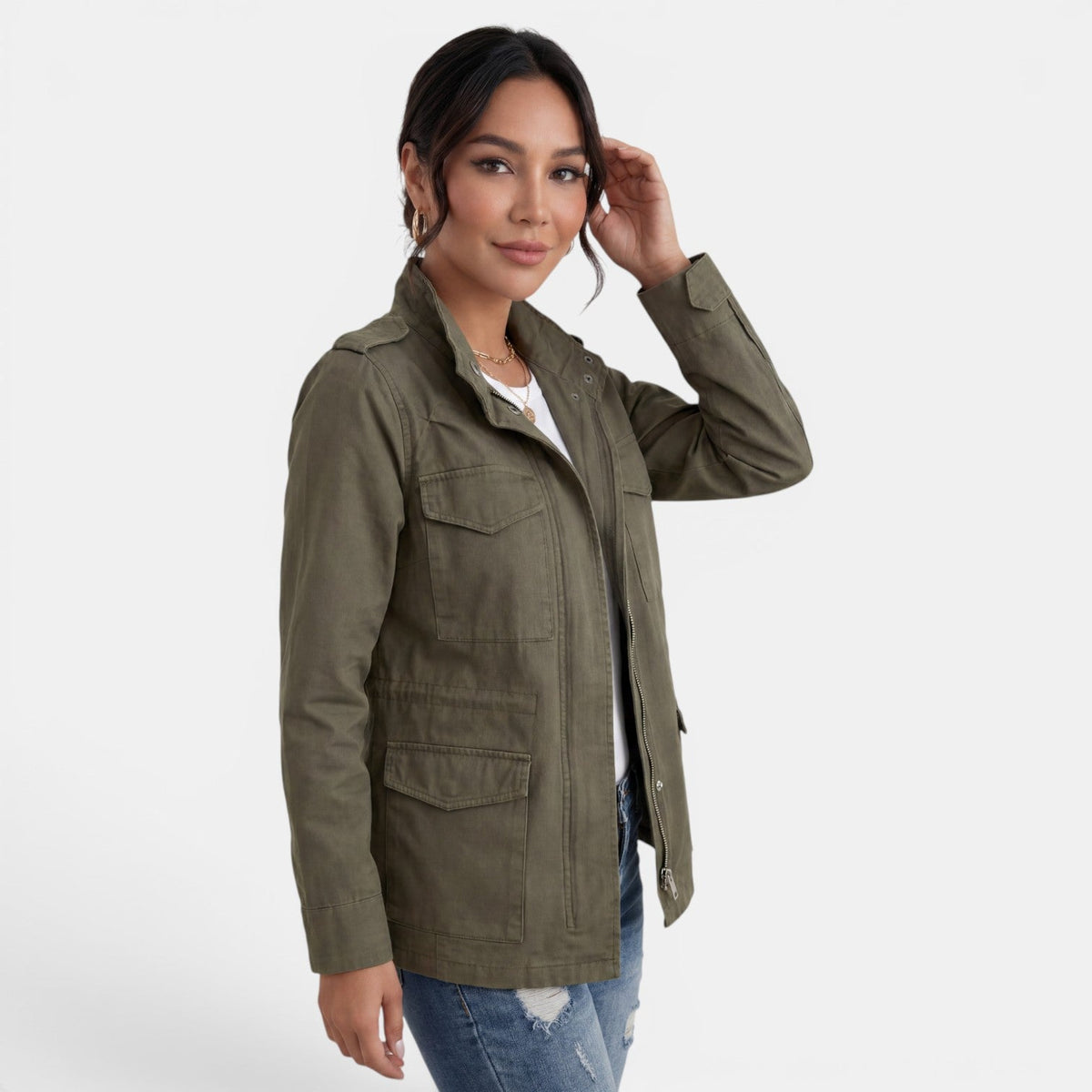 Chaqueta Mujer Entretiempo Casual con Cremallera