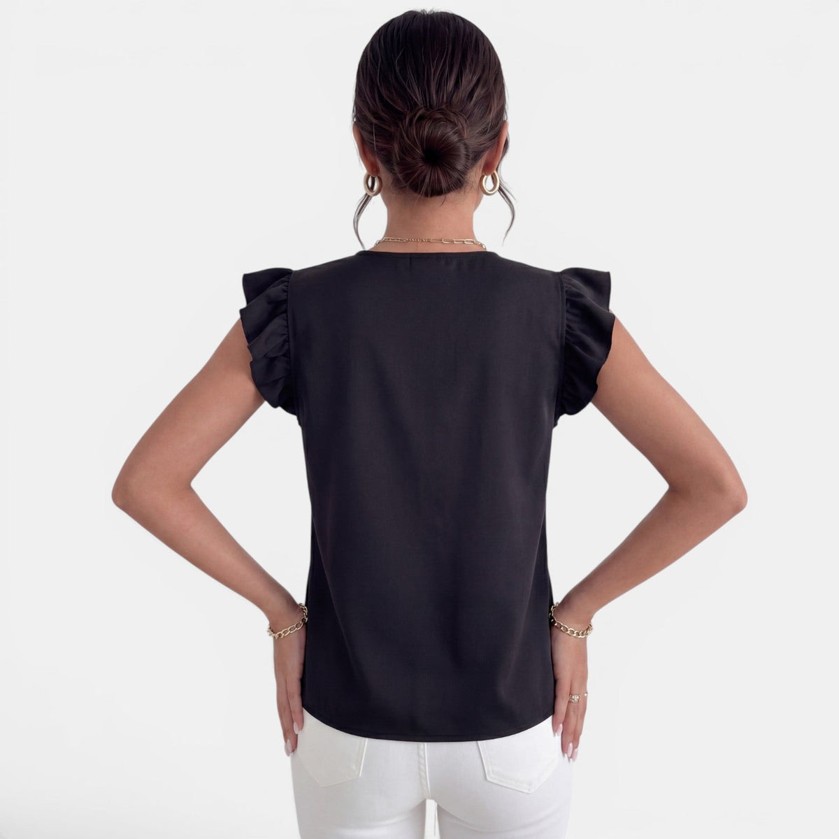 Camisa Mujer Volantes Botones Frontales