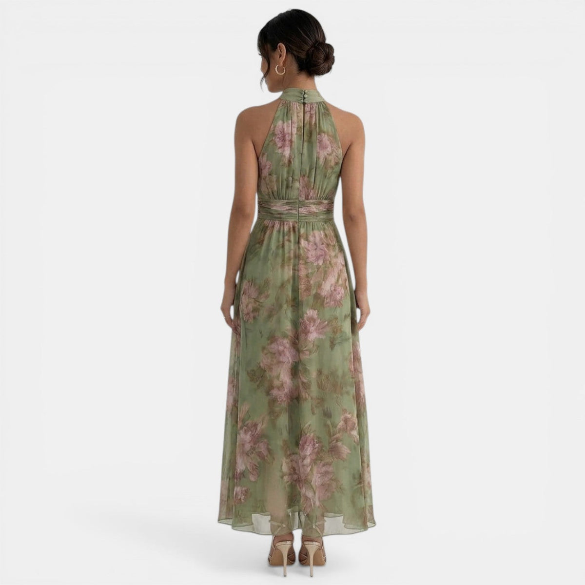 Vestido Maxi Floral Verde Mujer