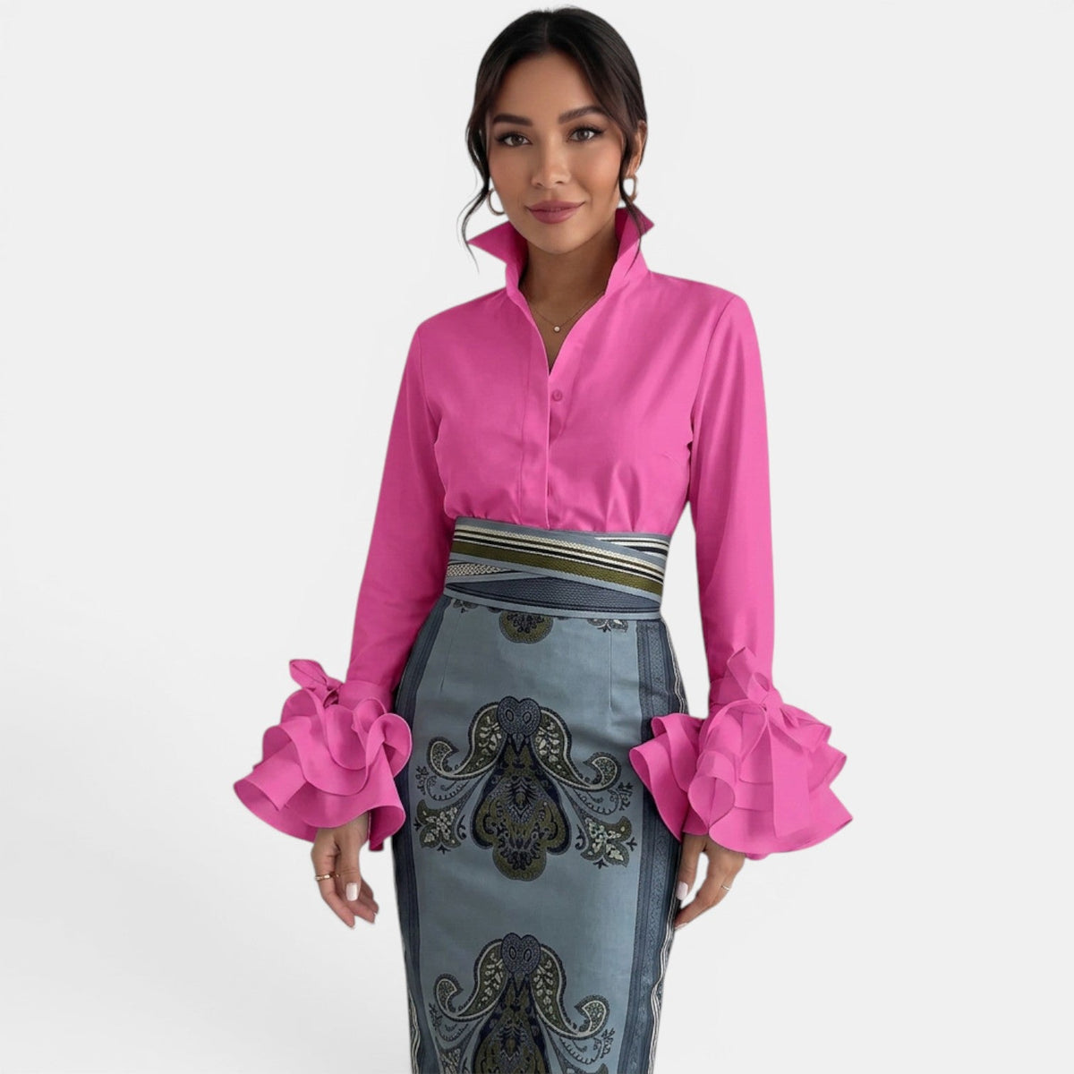 Camisa Mujer Volantes Elegante