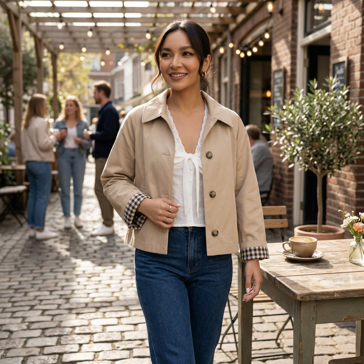 Chaqueta Beige Mujer Elegante
